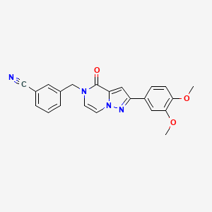 3-((2-(3,4-dimethoxyphenyl)-4-oxopyrazolo[1,5-a]pyrazin-5(4H)-yl)methyl)benzonitrile