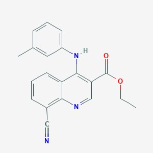 molecular formula C20H17N3O2 B2988663 Ethyl 8-cyano-4-(m-tolylamino)quinoline-3-carboxylate CAS No. 955284-02-3