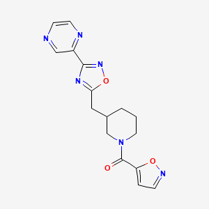 Isoxazol-5-yl(3-((3-(pyrazin-2-yl)-1,2,4-oxadiazol-5-yl)methyl)piperidin-1-yl)methanone