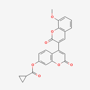 molecular formula C23H16O7 B2988802 8-methoxy-2,2'-dioxo-2H,2'H-[3,4'-bichromene]-7'-yl cyclopropanecarboxylate CAS No. 896034-03-0
