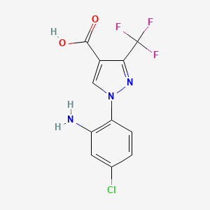 B2988922 1-(2-Amino-4-chlorophenyl)-3-(trifluoromethyl)pyrazole-4-carboxylic acid CAS No. 1975117-96-4