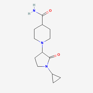 molecular formula C13H21N3O2 B2989010 1-(1-Cyclopropyl-2-oxopyrrolidin-3-yl)piperidine-4-carboxamide CAS No. 2097866-03-8