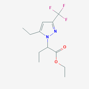 molecular formula C12H17F3N2O2 B2989057 Ethyl 2-[5-ethyl-3-(trifluoromethyl)-1H-pyrazol-1-yl]butanoate CAS No. 1855888-32-2