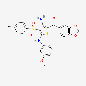 (3-Amino-5-((3-methoxyphenyl)amino)-4-tosylthiophen-2-yl)(benzo[d][1,3]dioxol-5-yl)methanone