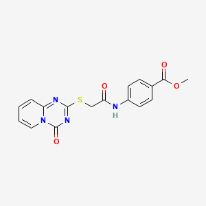 molecular formula C17H14N4O4S B2989072 methyl 4-[2-({4-oxo-4H-pyrido[1,2-a][1,3,5]triazin-2-yl}sulfanyl)acetamido]benzoate CAS No. 896328-01-1