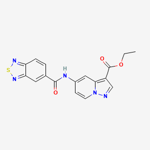 molecular formula C17H13N5O3S B2989129 Ethyl 5-(benzo[c][1,2,5]thiadiazole-5-carboxamido)pyrazolo[1,5-a]pyridine-3-carboxylate CAS No. 1396851-10-7