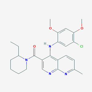(4-((5-Chloro-2,4-dimethoxyphenyl)amino)-7-methyl-1,8-naphthyridin-3-yl)(2-ethylpiperidin-1-yl)methanone