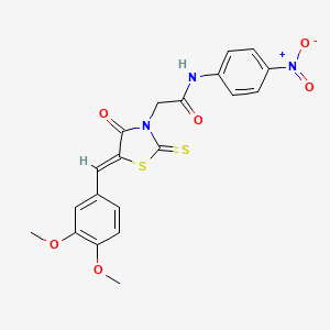 2-[(5Z)-5-[(3,4-dimethoxyphenyl)methylidene]-4-oxo-2-sulfanylidene-1,3-thiazolidin-3-yl]-N-(4-nitrophenyl)acetamide