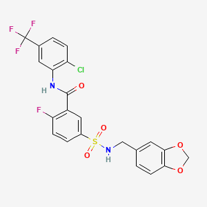 5-(1,3-benzodioxol-5-ylmethylsulfamoyl)-N-[2-chloro-5-(trifluoromethyl)phenyl]-2-fluorobenzamide