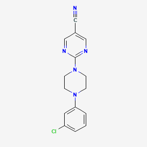molecular formula C15H14ClN5 B2989157 2-[4-(3-Chlorophenyl)piperazin-1-yl]pyrimidine-5-carbonitrile CAS No. 400082-65-7