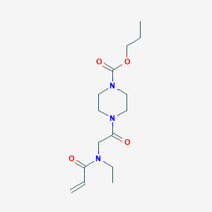 molecular formula C15H25N3O4 B2989172 Propyl 4-[2-[ethyl(prop-2-enoyl)amino]acetyl]piperazine-1-carboxylate CAS No. 2361873-71-2