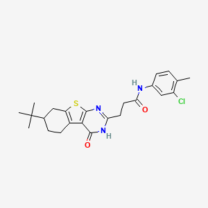 molecular formula C24H28ClN3O2S B2989173 3-(7-(tert-butyl)-4-oxo-3,4,5,6,7,8-hexahydrobenzo[4,5]thieno[2,3-d]pyrimidin-2-yl)-N-(3-chloro-4-methylphenyl)propanamide CAS No. 1030106-39-8