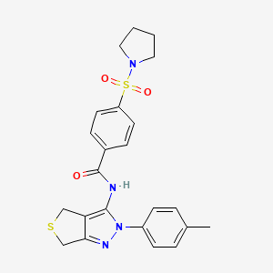 molecular formula C23H24N4O3S2 B2989198 N-[2-(4-methylphenyl)-2H,4H,6H-thieno[3,4-c]pyrazol-3-yl]-4-(pyrrolidine-1-sulfonyl)benzamide CAS No. 396722-97-7