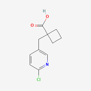 molecular formula C11H12ClNO2 B2989212 1-[(6-Chloropyridin-3-yl)methyl]cyclobutane-1-carboxylic acid CAS No. 1556671-16-9