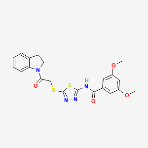 N-(5-((2-(indolin-1-yl)-2-oxoethyl)thio)-1,3,4-thiadiazol-2-yl)-3,5-dimethoxybenzamide