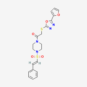 2-[[5-(furan-2-yl)-1,3,4-oxadiazol-2-yl]sulfanyl]-1-[4-[(E)-2-phenylethenyl]sulfonylpiperazin-1-yl]ethanone