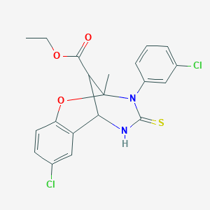 ethyl 8-chloro-3-(3-chlorophenyl)-2-methyl-4-thioxo-3,4,5,6-tetrahydro-2H-2,6-methano-1,3,5-benzoxadiazocine-11-carboxylate