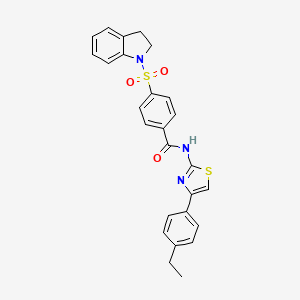 4-(2,3-dihydroindol-1-ylsulfonyl)-N-[4-(4-ethylphenyl)-1,3-thiazol-2-yl]benzamide