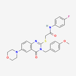 N-(4-fluorophenyl)-2-[3-[(4-methoxyphenyl)methyl]-6-morpholin-4-yl-4-oxoquinazolin-2-yl]sulfanylacetamide