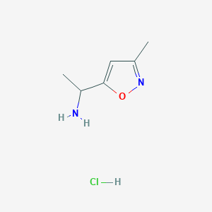 molecular formula C6H11ClN2O B2989296 1-(3-Methyl-1,2-oxazol-5-yl)ethanamine;hydrochloride CAS No. 2253632-19-6