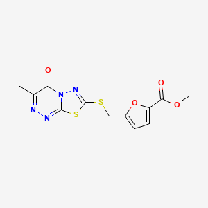 molecular formula C12H10N4O4S2 B2989325 methyl 5-[({3-methyl-4-oxo-4H-[1,3,4]thiadiazolo[2,3-c][1,2,4]triazin-7-yl}sulfanyl)methyl]furan-2-carboxylate CAS No. 869074-76-0