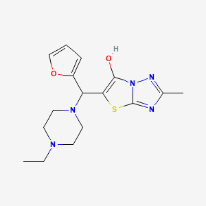 molecular formula C16H21N5O2S B2989332 5-((4-Ethylpiperazin-1-yl)(furan-2-yl)methyl)-2-methylthiazolo[3,2-b][1,2,4]triazol-6-ol CAS No. 851970-01-9