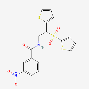 molecular formula C17H14N2O5S3 B2989338 3-nitro-N-[2-(2-thienyl)-2-(2-thienylsulfonyl)ethyl]benzamide CAS No. 896334-45-5