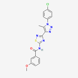 molecular formula C19H15ClN6O2S B2989339 N-{3-[1-(4-chlorophenyl)-5-methyl-1H-1,2,3-triazol-4-yl]-1,2,4-thiadiazol-5-yl}-3-methoxybenzamide CAS No. 895117-31-4