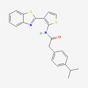 molecular formula C22H20N2OS2 B2989343 N-(3-(benzo[d]thiazol-2-yl)thiophen-2-yl)-2-(4-isopropylphenyl)acetamide CAS No. 923394-53-0