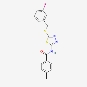 N-(5-((3-fluorobenzyl)thio)-1,3,4-thiadiazol-2-yl)-4-methylbenzamide