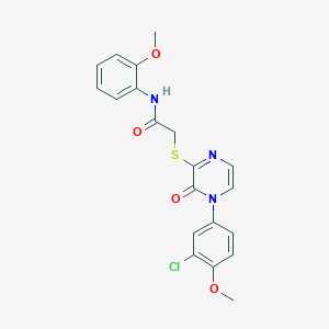 2-((4-(3-chloro-4-methoxyphenyl)-3-oxo-3,4-dihydropyrazin-2-yl)thio)-N-(2-methoxyphenyl)acetamide