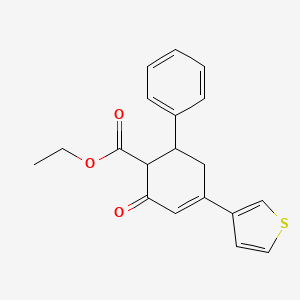molecular formula C19H18O3S B2989369 Ethyl 2-oxo-6-phenyl-4-(thiophen-3-yl)cyclohex-3-ene-1-carboxylate CAS No. 1205545-66-9