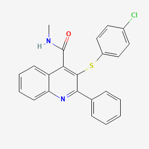 molecular formula C23H17ClN2OS B2989378 3-[(4-chlorophenyl)sulfanyl]-N-methyl-2-phenyl-4-quinolinecarboxamide CAS No. 400078-38-8
