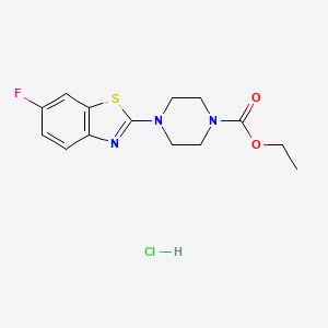 molecular formula C14H17ClFN3O2S B2989385 Ethyl 4-(6-fluorobenzo[d]thiazol-2-yl)piperazine-1-carboxylate hydrochloride CAS No. 1216387-41-5