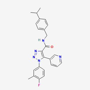 molecular formula C25H24FN5O B2989435 1-(4-fluoro-3-methylphenyl)-N-{[4-(propan-2-yl)phenyl]methyl}-5-(pyridin-3-yl)-1H-1,2,3-triazole-4-carboxamide CAS No. 1251601-66-7
