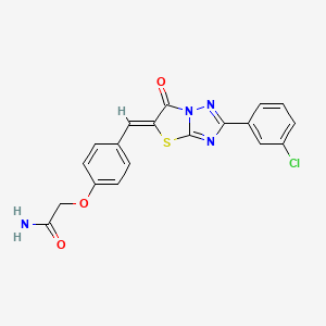 (Z)-2-(4-((2-(3-chlorophenyl)-6-oxothiazolo[3,2-b][1,2,4]triazol-5(6H)-ylidene)methyl)phenoxy)acetamide