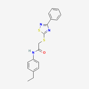 molecular formula C18H17N3OS2 B2989583 N-(4-ethylphenyl)-2-[(3-phenyl-1,2,4-thiadiazol-5-yl)sulfanyl]acetamide CAS No. 864856-00-8