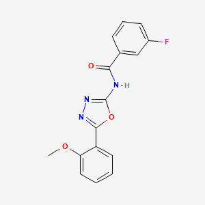 molecular formula C16H12FN3O3 B2989765 3-fluoro-N-[5-(2-methoxyphenyl)-1,3,4-oxadiazol-2-yl]benzamide CAS No. 941961-41-7