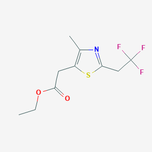 molecular formula C10H12F3NO2S B2989766 Ethyl 2-[4-methyl-2-(2,2,2-trifluoroethyl)-1,3-thiazol-5-yl]acetate CAS No. 2029893-14-7