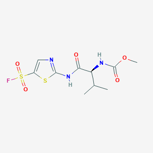 molecular formula C10H14FN3O5S2 B2989804 methyl N-[(1S)-1-{[5-(fluorosulfonyl)-1,3-thiazol-2-yl]carbamoyl}-2-methylpropyl]carbamate CAS No. 2093964-99-7