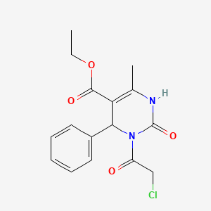 molecular formula C16H17ClN2O4 B2989812 Ethyl 3-(2-chloroacetyl)-6-methyl-2-oxo-4-phenyl-1,4-dihydropyrimidine-5-carboxylate CAS No. 871478-60-3