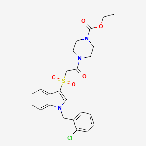 molecular formula C24H26ClN3O5S B2989814 ethyl 4-(2-((1-(2-chlorobenzyl)-1H-indol-3-yl)sulfonyl)acetyl)piperazine-1-carboxylate CAS No. 686744-18-3