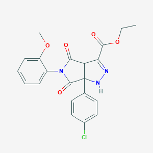 molecular formula C21H18ClN3O5 B298982 Ethyl 6a-(4-chlorophenyl)-5-(2-methoxyphenyl)-4,6-dioxo-1,3a-dihydropyrrolo[3,4-c]pyrazole-3-carboxylate 