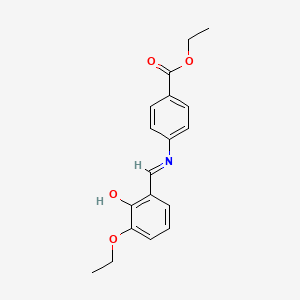 molecular formula C18H19NO4 B2989820 ethyl 4-{[(1E)-(3-ethoxy-2-hydroxyphenyl)methylene]amino}benzoate CAS No. 1639845-37-6