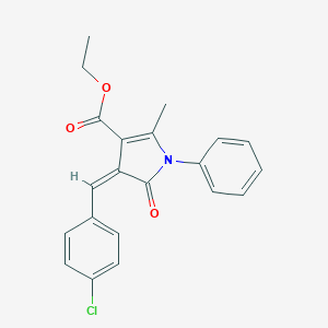 molecular formula C21H18ClNO3 B298988 ETHYL (4Z)-4-[(4-CHLOROPHENYL)METHYLIDENE]-2-METHYL-5-OXO-1-PHENYL-4,5-DIHYDRO-1H-PYRROLE-3-CARBOXYLATE 