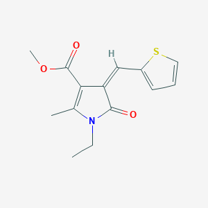molecular formula C14H15NO3S B298993 METHYL (4Z)-1-ETHYL-2-METHYL-5-OXO-4-[(THIOPHEN-2-YL)METHYLIDENE]-4,5-DIHYDRO-1H-PYRROLE-3-CARBOXYLATE 