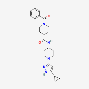 molecular formula C24H31N5O2 B2989931 1-benzoyl-N-[1-(5-cyclopropyl-1H-pyrazol-3-yl)piperidin-4-yl]piperidine-4-carboxamide CAS No. 2034200-95-6