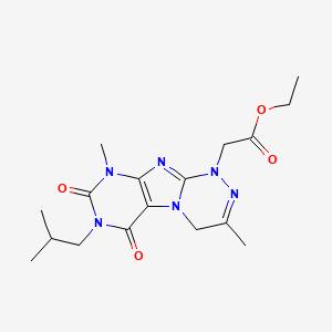 molecular formula C17H24N6O4 B2989938 ethyl 2-[3,9-dimethyl-7-(2-methylpropyl)-6,8-dioxo-5,7,9-trihydro-4H-1,2,4-tri azino[4,3-h]purinyl]acetate CAS No. 923374-49-6
