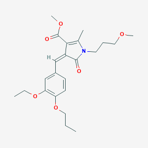 molecular formula C23H31NO6 B299000 METHYL (4Z)-4-[(3-ETHOXY-4-PROPOXYPHENYL)METHYLIDENE]-1-(3-METHOXYPROPYL)-2-METHYL-5-OXO-4,5-DIHYDRO-1H-PYRROLE-3-CARBOXYLATE 