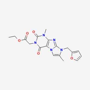 molecular formula C18H19N5O5 B2990009 Ethyl 2-[8-(2-furylmethyl)-1,7-dimethyl-2,4-dioxo-1,3,5-trihydro-4-imidazolino [1,2-h]purin-3-yl]acetate CAS No. 896320-07-3